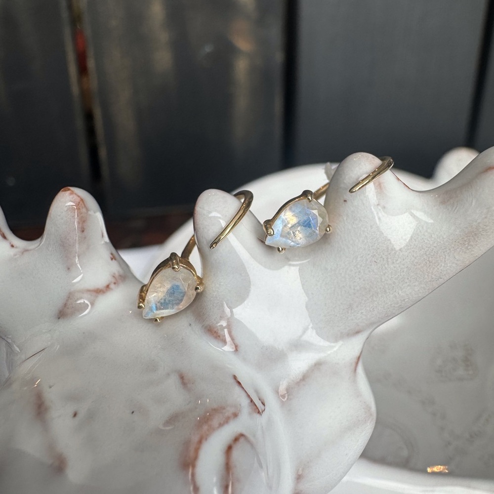 14KYG Moonstone Open Huggie Earrings OOAK